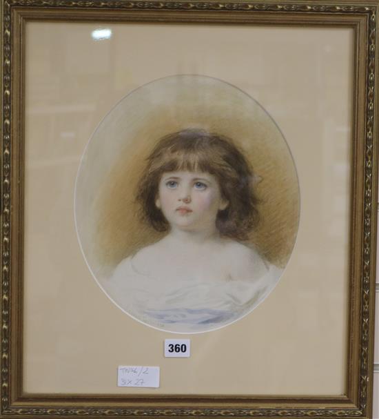 Edward Taylor (19th century), Portrait of a young girl, watercolour, tondo, 31 x 27cm